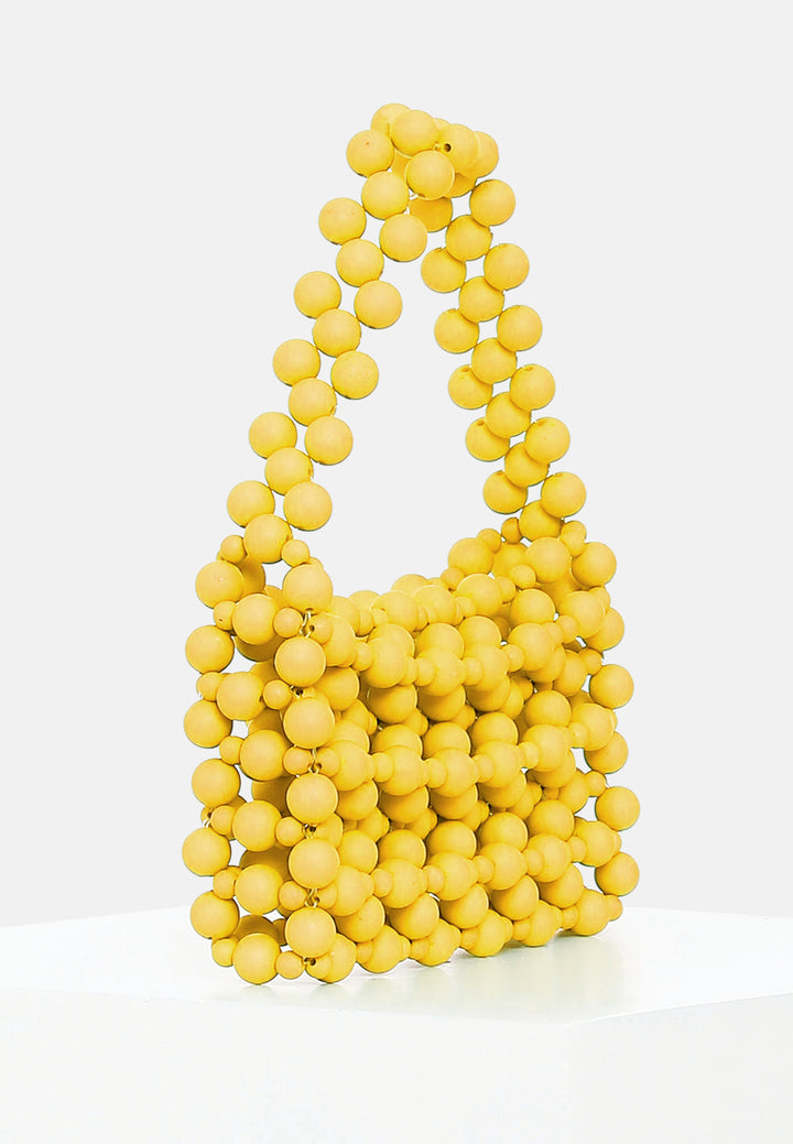 Golden Amber Beaded Mini Bag
