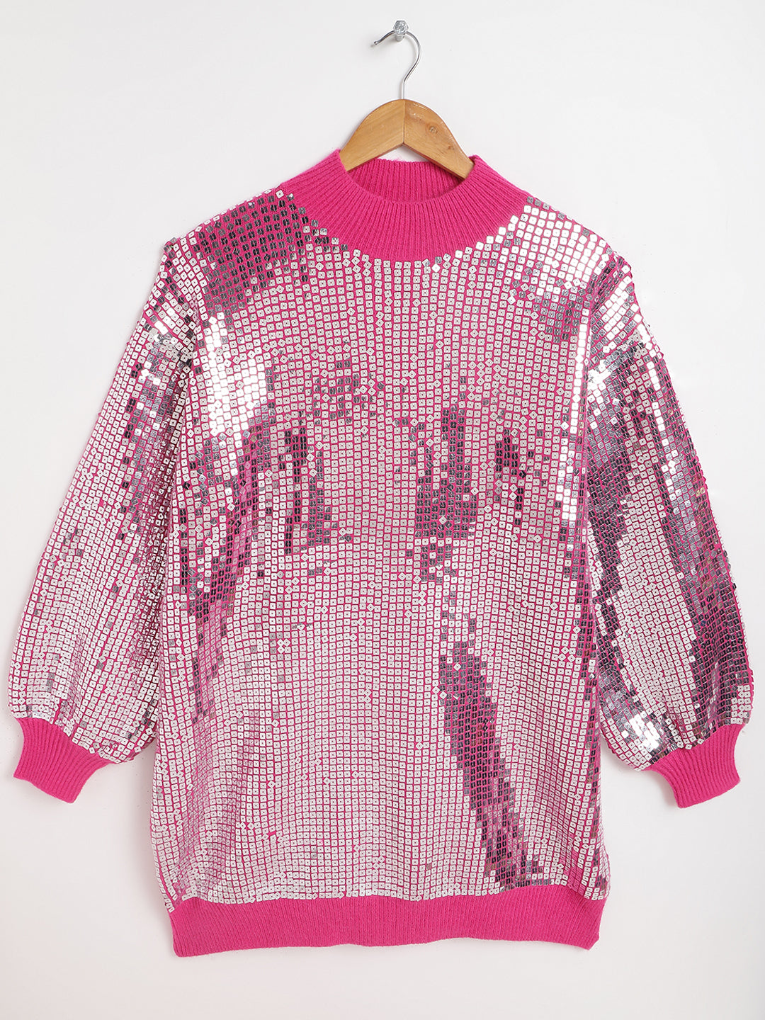 Stardust Sweatshirt Dress in Hot Pink